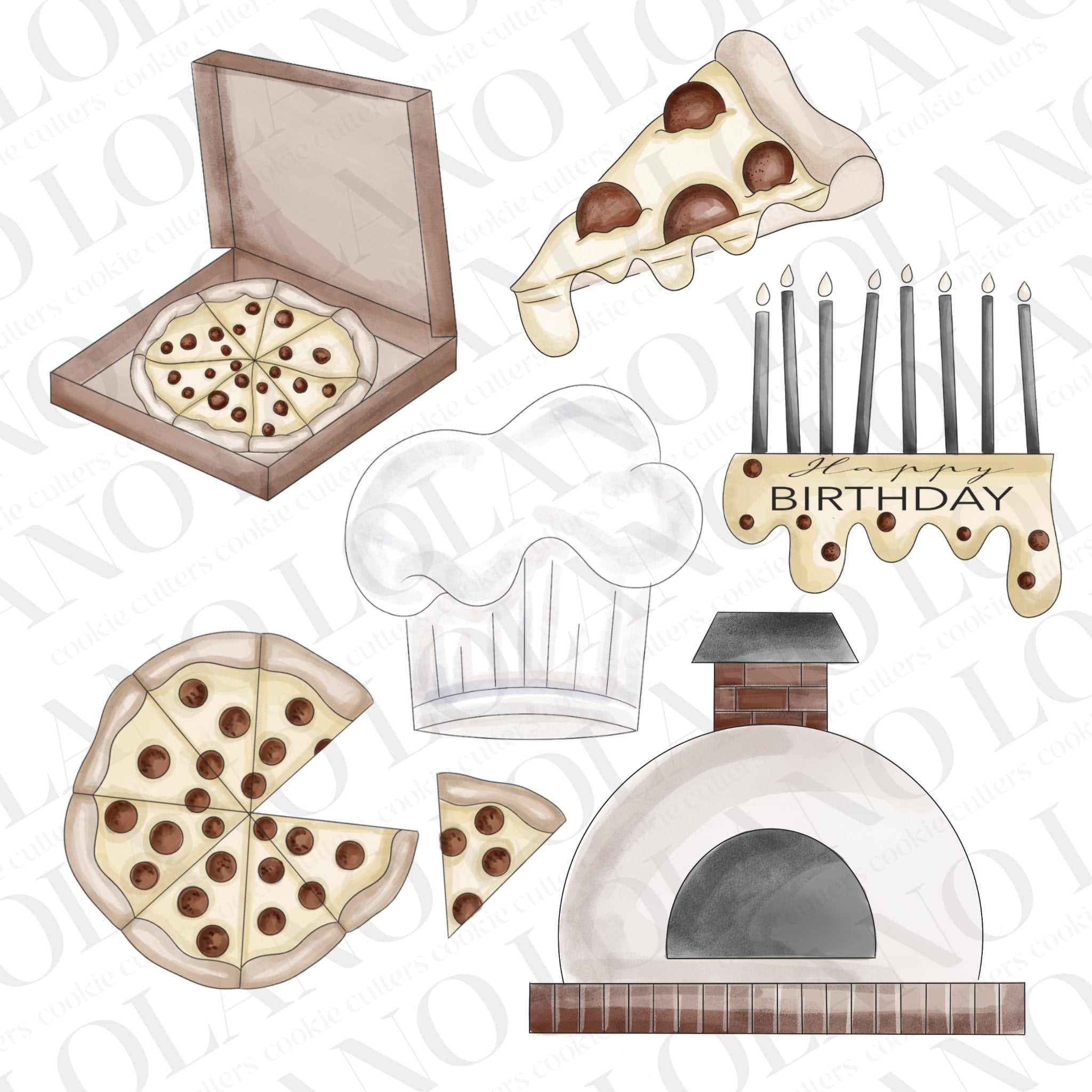 Pizza party birthday cookie cutters